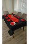 Colber Line Detailed Tablecloth (Black-Red) 26 Pieces for 12 People - Table 160X220...160X400 - 3