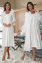 Women's Ecru Design Princess Sleeves Lacy Cotton Maternity Maternity Dressing Gown Nightgown Set - 3