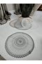 American Service Embroidery Luxury Supla Net Table and Presentation Set Dowry Holder Gray
