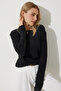 Women's Black Summer Mercerized Knitwear Blouse YY00211 - 2