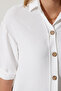 Women's White Balloon Sleeve Linen Ayrobin Shirt DD01321 - 3
