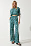Women's Green Patterned Blouse Palazzo Knitted Set MC00264 - 3