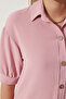 Women's Pink Balloon Sleeve Linen Ayrobin Shirt DD01321 - 3