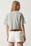 Women's Stone Gray 100% Cotton Oversize Crop Knitted T-Shirt BP00164 - 5