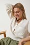 Women's Bone Mandarin Collar Premium Muslin Shirt Blouse RG00028 - 2