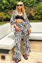Women's Black Patterned Kimono Set ALC-X12128 - 6