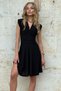 Black V-Neck Flared Dress with Corset Detail at the Waist Alc-X12153 - 2