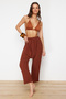 Kahverengİ Dokuma Şalvar Plaj Pantolon TBESS24PL00011 - 7