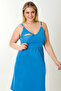 Pregnant Women's Maternity Nightgown with Rope Straps Blue - 2
