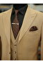 Men's Suit Swallow Collar Italian Style Slim Fit Jacket Vest Pants-Cream - 4