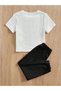 Boys/Girls' Green Silhouette Printed T-Shirt-Shorts Set - 2