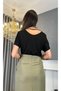 Off-Shoulder Black T-Shirt - 3