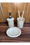 Red Seramik Dara Collection 3-Piece Bathroom Set, Glittery Beige - 2