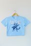 Meowtallica Rock Cat Metallica Guitar Cat Light Blue Women's T-Shirt Baby Tee Light Blue Crop T-Shirt