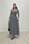 Tulle Fabric Square Printed Maxi Dress - Black
