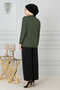 Women's Mother Khaki Long Sleeve Lycra Front Patterned Combed Cotton Blouse - 8