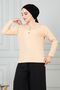 Women's Mother Comfortable Cut Loose Thin Corded Button Detailed Combed Cotton Blouse - 5