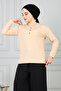 Women's Mother Comfortable Cut Loose Thin Corded Button Detailed Combed Cotton Blouse - 5