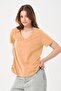 Women's Beige V-Neck T-Shirt