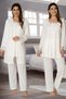 Women's Off Lace Detail Maternity and Postpartum Robe and Pajama Set, 3-Piece Set - 2
