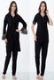 Women's Black Summer Lace Cotton Maternity and Postpartum Robe and Pajama Set, 3-Piece Set