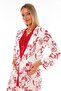 Women's Fuchsia Lace Collar Comfortable Robe and Maternity Pajama Set, 3-Piece Set - 2