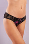 Gardenia Flower Detailed Transparent Black Slip Panties