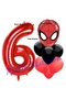 6 Years Old Spiderman - Red Balloon and Spiderman Patterned Birthday Party Set