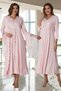 Women's Pink Design Princess Sleeves Lacy Cotton Maternity Maternity Dressing Gown Nightgown Set - 3