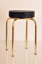2Pcs Black Leather Gold Profile Stool Metal Stool Kitchen Stool Thick Stool