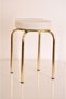3Pcs White Leather Gold Profile Stool Metal Stool Kitchen Stool Thick Stool