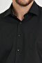 Slim Fit Long Sleeve Easy Ironing Sweat Absorbing Soft Texture Tie Four Seasons Black Men's Shirt - 2