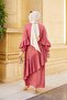 Women's Pink Asymmetric Ruffle Detailed Dress - 3
