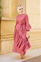 Women's Pink Asymmetric Ruffle Detailed Dress - 5