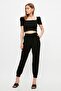 Black Elastic Waist Jogger Woven Trousers TWOSS20PL0129 - 4