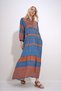 Women's Brown-Blue Collar Tassel Detailed Layered Flounced Ethnic Patterned Woven Viscose Dress ALC-X12039 - 6
