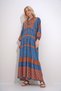 Women's Brown-Blue Collar Tassel Detailed Layered Flounced Ethnic Patterned Woven Viscose Dress ALC-X12039 - 5