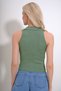 Women's Green V-Neck Sleeveless Soft Textured Knitwear Blouse Alc-X11725 - 4