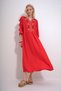 Women's Red V-Neck Embroidered Tassel Detailed Woven Dress ALC-X12018 - 4