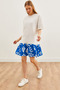 Women's Ecru Cobalt Blue Skirt Garnished Mini Dress ELB-19002157