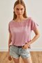 Women's Dried Rose Scallop Detailed Bat Blouse BLZ-19002587 - 2