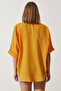 Women's Orange Embroidered Oversize Linen Ayrobin Shirt with Pockets RG00031 - 5