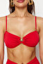 Kırmızı Straplez Kaplı Döküm Aksesuarlı Bikini Üstü TBESS24BU00150 - 7