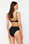 Siyah V Kesim Regular Yüksek Bel Bikini Altı TBESS24BA00137 - 5