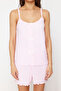 Açık Pembe Kurdele/Fiyonk Detaylı İp Askılı Fitilli Şortlu Örme Pijama Takımı THMSS24PT00356 - 4
