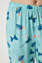 Women's Aqua Green Patterned Shirt-Pants Knitted Pajama Set TK00092 - 5