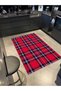 Red Themed Stripe Striped Geometric Patterned Modern Decorative Carpet 4817 - 4