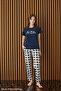 PIJAMONI Single Jersey FABRIC CHECKERED BOTTOM SHORT-SLEEVED WOMEN'S PAJAMA SET -6610-5