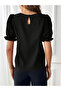   Women's Short Sleeve Crew Neck Imported Crepe Blouse with Sleeves - 2