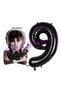 Wednesday 9th Birthday Party Set with Balloons and Black Number Balloons, Wednesday Addams Balloons